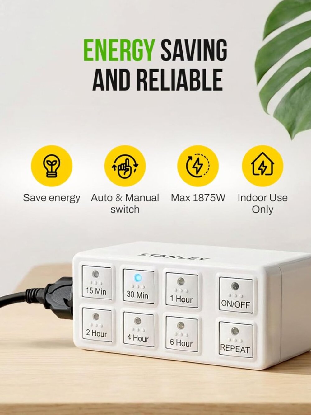 Stanley 3-prong Grounded Digital Countdown Timers w/Repeat function
